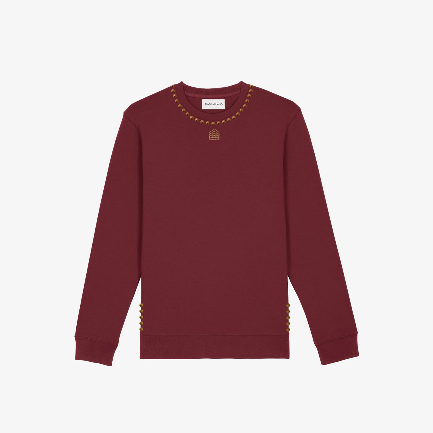 DADA - Felpa girocollo bordeaux con borchie oro satinato