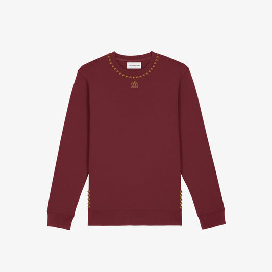 DADA - Felpa girocollo bordeaux con borchie oro satinato