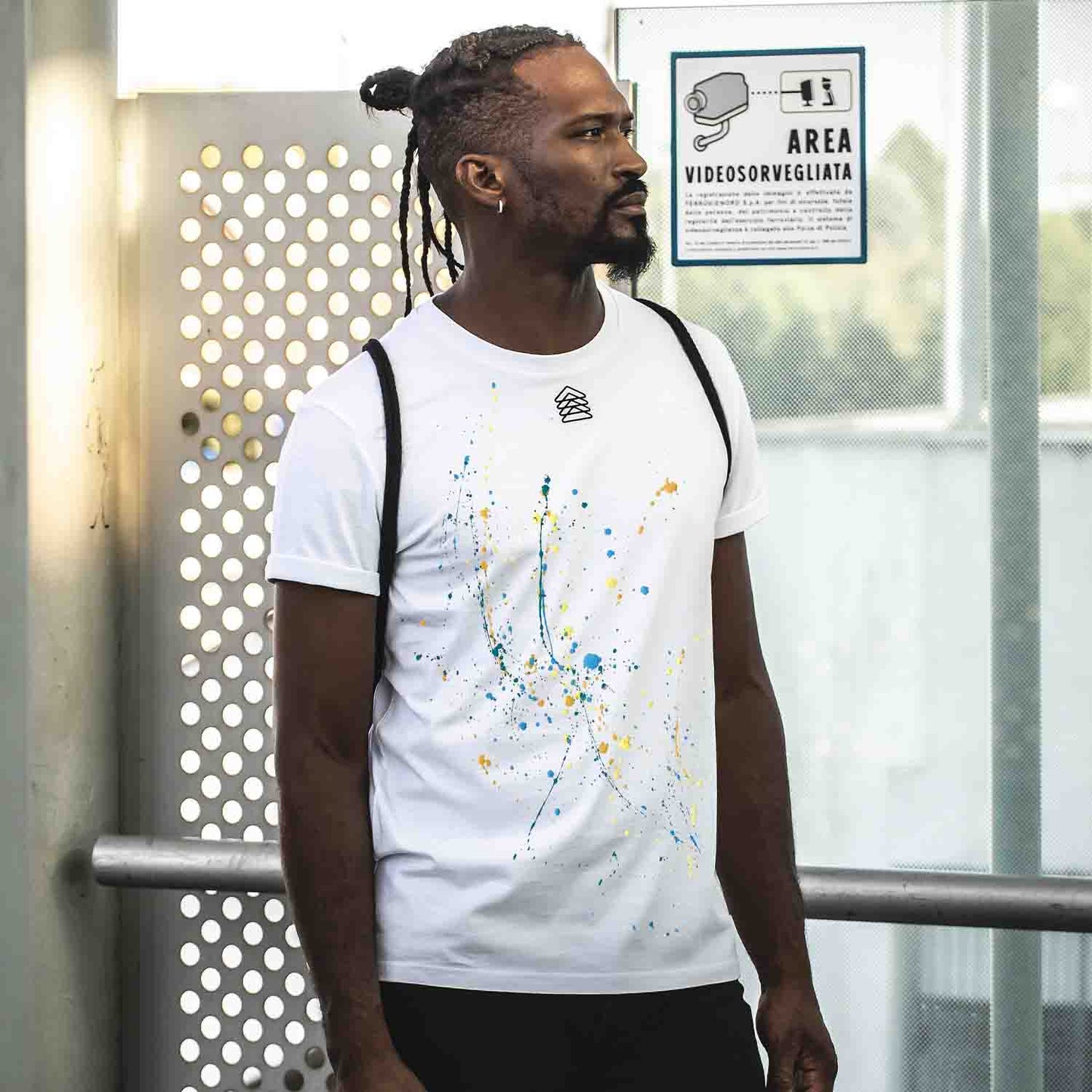 NOLO - T-shirt bianca dipinta a mano