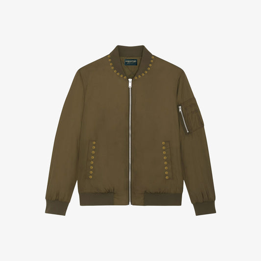 BRERA - Bomber khaki con borchie oro satinato