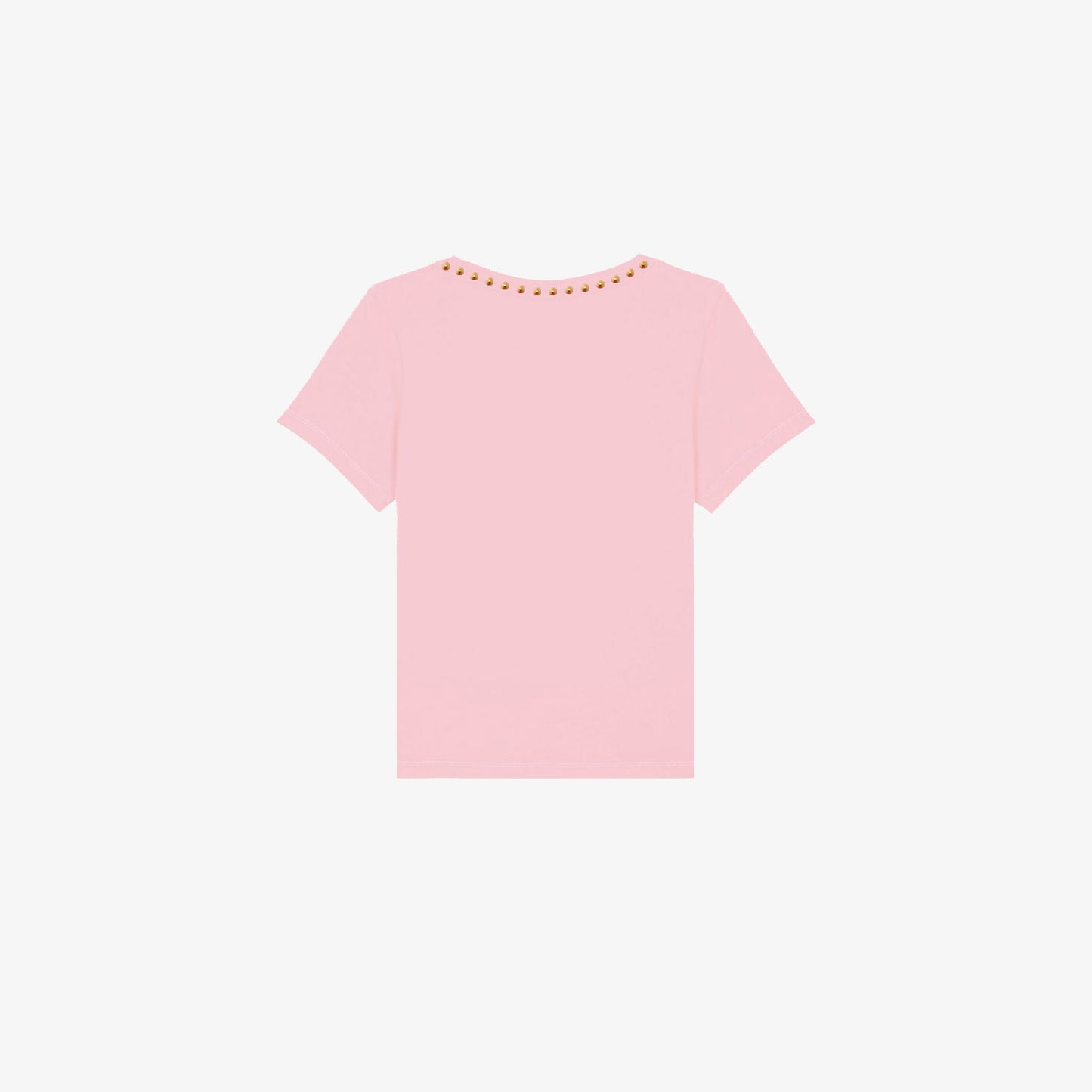 LADY DADA - T-Shirt rosa con borchie oro satinato