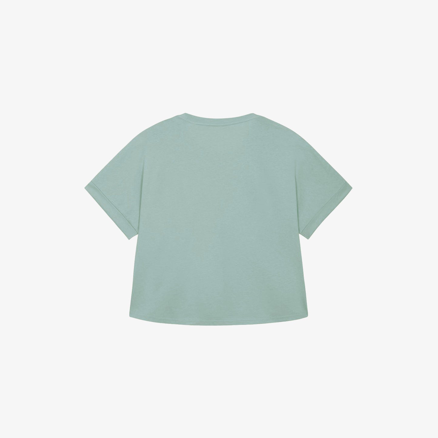 MISS NOLO - T-shirt crop aqua dipinta a mano